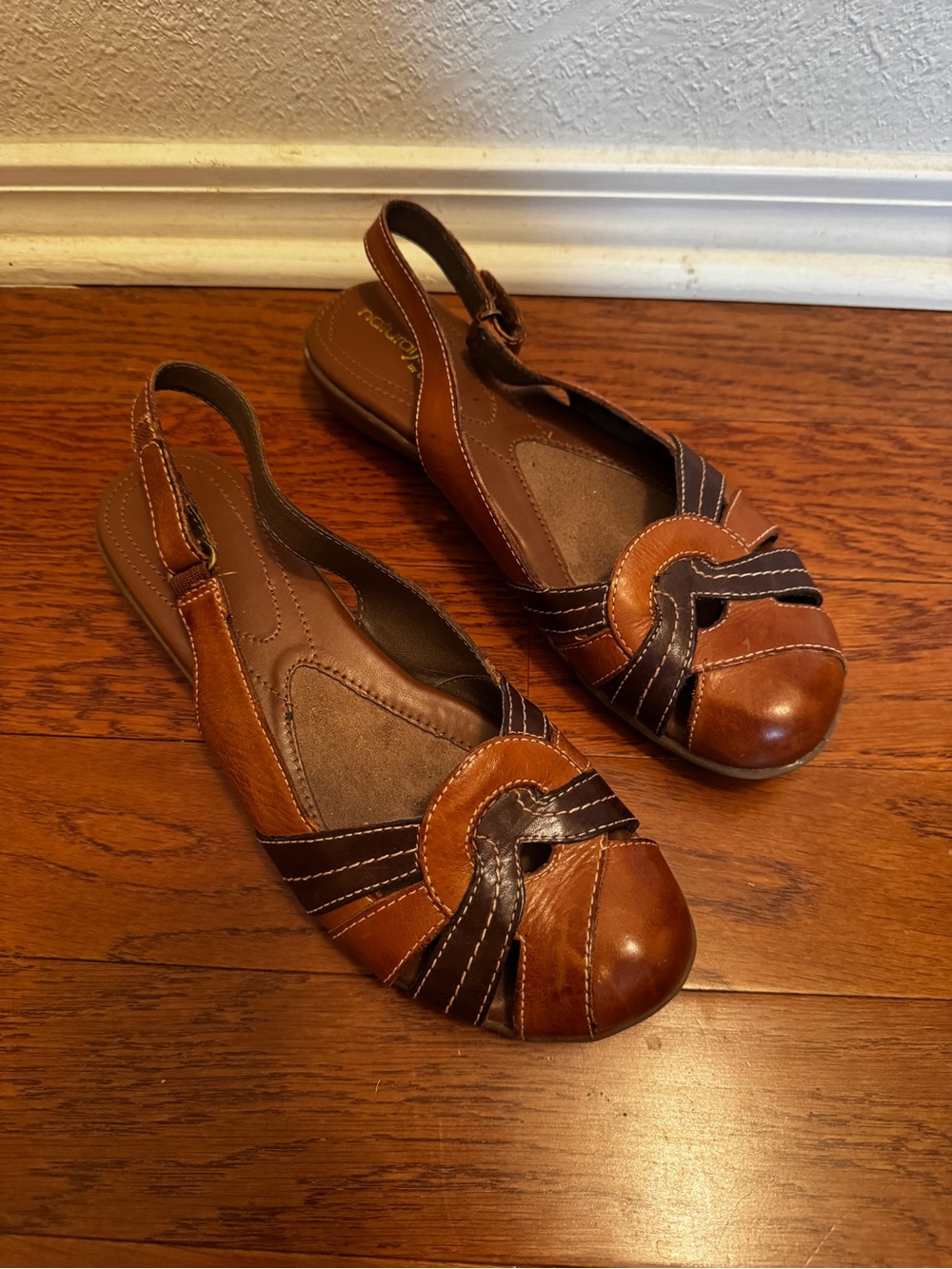 Natural Soul by Naturalizer | Civil Brown Leather Slingback Flats Brown 8.5 M